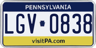 PA license plate LGV0838