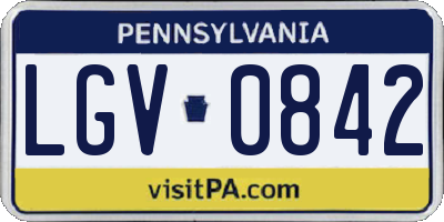 PA license plate LGV0842