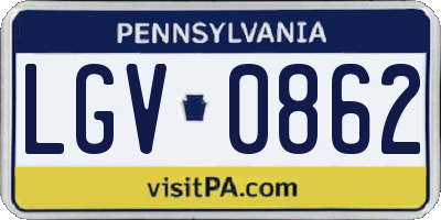 PA license plate LGV0862