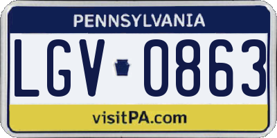 PA license plate LGV0863
