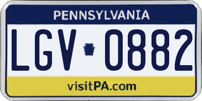 PA license plate LGV0882