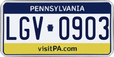 PA license plate LGV0903