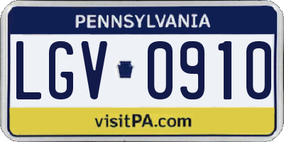 PA license plate LGV0910