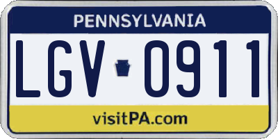 PA license plate LGV0911