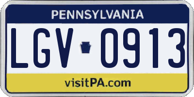 PA license plate LGV0913
