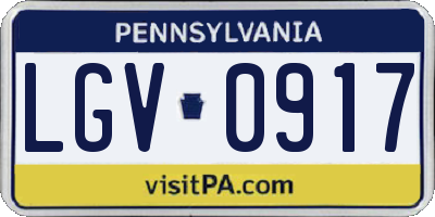 PA license plate LGV0917