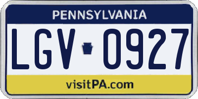 PA license plate LGV0927