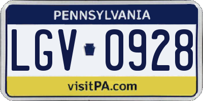 PA license plate LGV0928