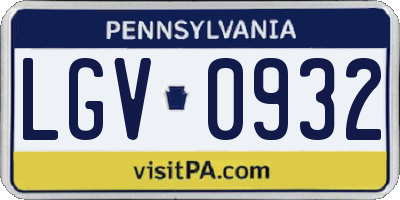 PA license plate LGV0932