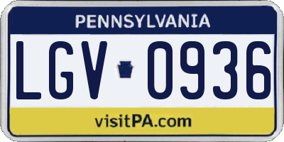 PA license plate LGV0936