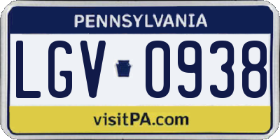 PA license plate LGV0938