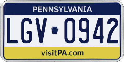 PA license plate LGV0942