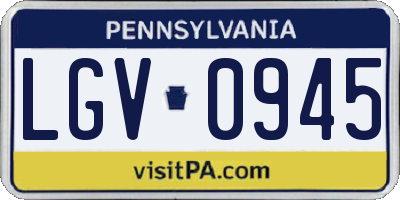 PA license plate LGV0945