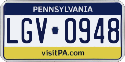PA license plate LGV0948