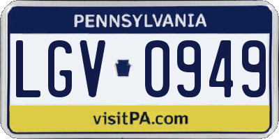 PA license plate LGV0949
