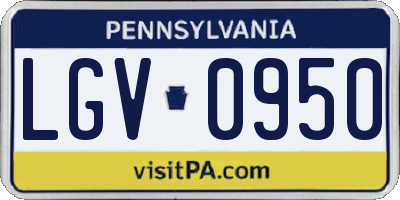 PA license plate LGV0950