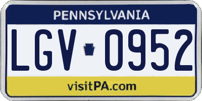 PA license plate LGV0952