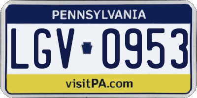 PA license plate LGV0953