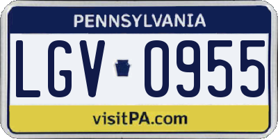 PA license plate LGV0955
