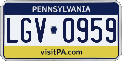 PA license plate LGV0959