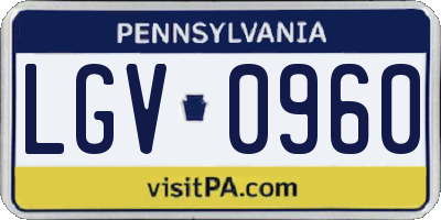 PA license plate LGV0960