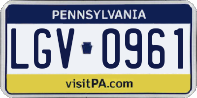PA license plate LGV0961