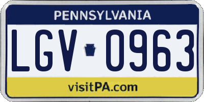 PA license plate LGV0963
