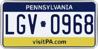 PA license plate LGV0968