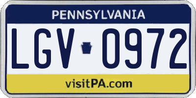 PA license plate LGV0972