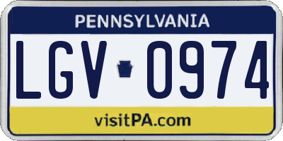 PA license plate LGV0974