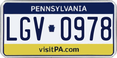 PA license plate LGV0978
