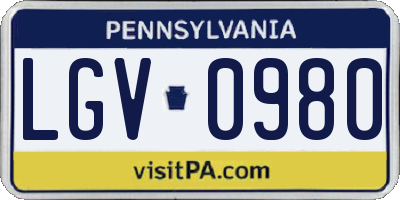 PA license plate LGV0980