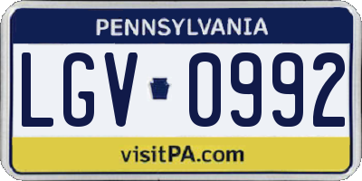 PA license plate LGV0992