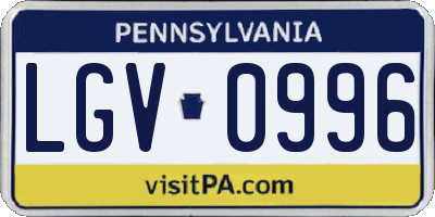 PA license plate LGV0996