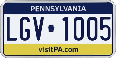 PA license plate LGV1005