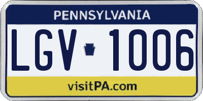 PA license plate LGV1006