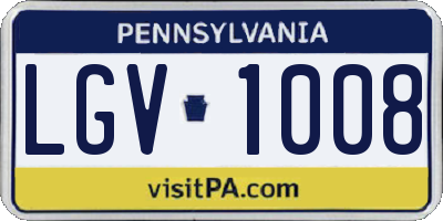 PA license plate LGV1008