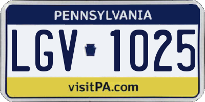 PA license plate LGV1025