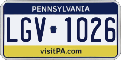 PA license plate LGV1026