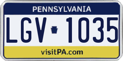 PA license plate LGV1035