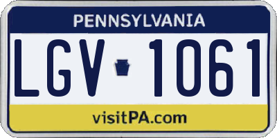PA license plate LGV1061
