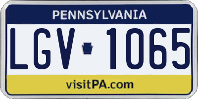 PA license plate LGV1065