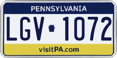PA license plate LGV1072