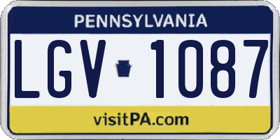 PA license plate LGV1087