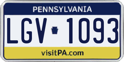 PA license plate LGV1093