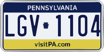 PA license plate LGV1104