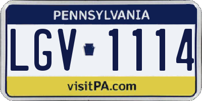 PA license plate LGV1114