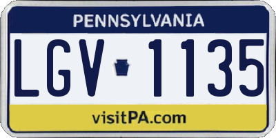 PA license plate LGV1135