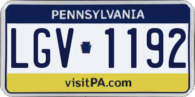 PA license plate LGV1192