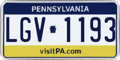 PA license plate LGV1193